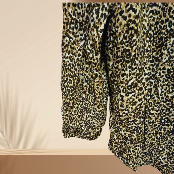 Old Navy Leopard Print Button Front Blouse | Size XL - Picture 2 of 4